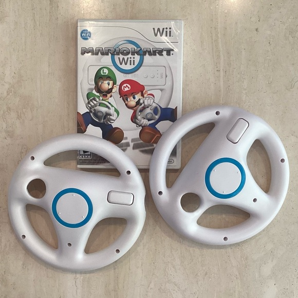 Mario Kart Wii & Wheels Nintendo Wii Game 2 Racing Wheel - Picture 3 of 11